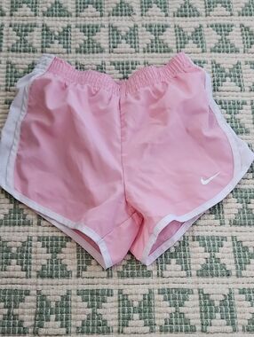 Nike Pink Athletic Running Shorts with White Trim Dri Fit